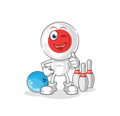 japan play bowling illustration. character vector