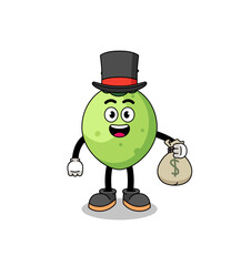 coconut mascot illustration rich man holding a money sack