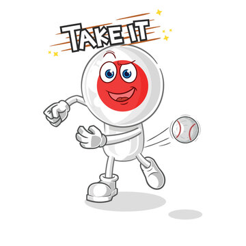 japan throwing baseball vector. cartoon character