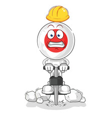 japan drill the ground cartoon character vector