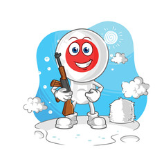 japan soldier in winter. character mascot vector