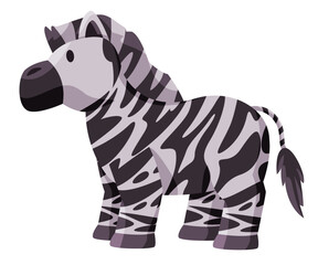 Zebra horse like african animal with stripe cute adorable cartoon doll style illustration