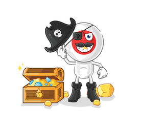 japan pirate with treasure mascot. cartoon vector