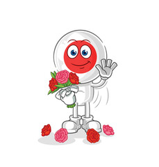 japan with bouquet mascot. cartoon vector