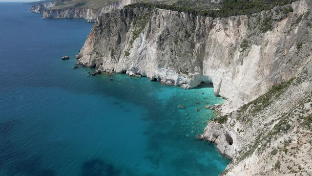 Zakynthos clifftop 14 2 small caves in distance