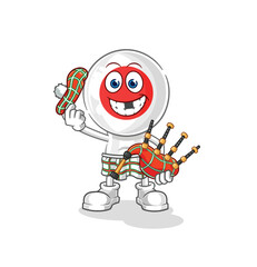 Obraz premium japan scottish with bagpipes vector. cartoon character
