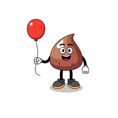 Cartoon of choco chip holding a balloon