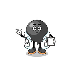 Cartoon mascot of comma symbol doctor