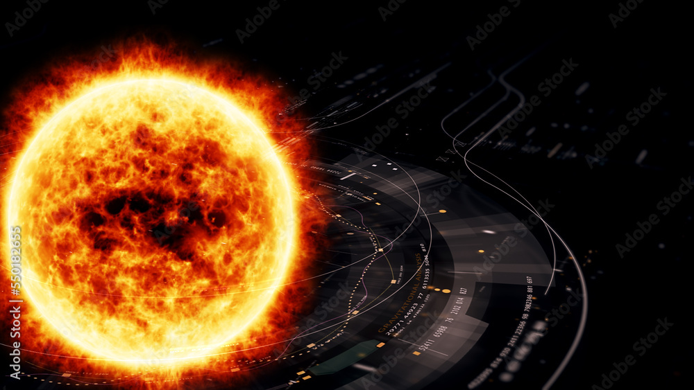 Poster Futuristic digitally generated holographic Sun for head up display and user interface design background