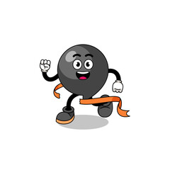 Mascot cartoon of comma symbol running on finish line