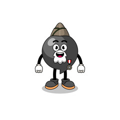Character cartoon of comma symbol as a veteran