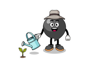 Illustration of comma symbol cartoon watering the plant