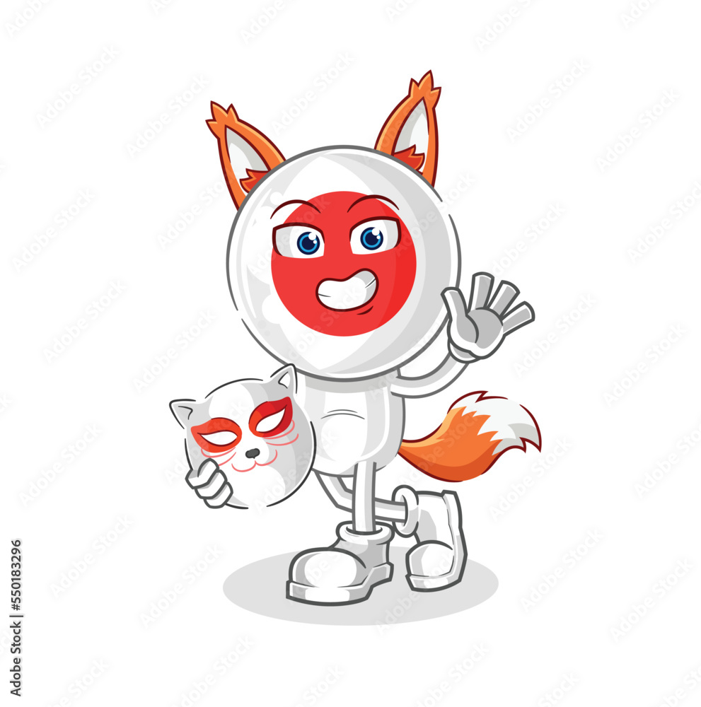 Sticker japan japanese fox character. cartoon mascot