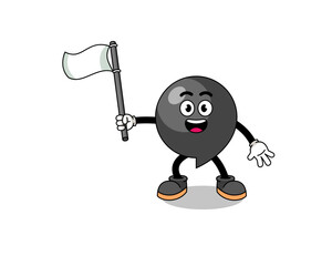 Cartoon Illustration of comma symbol holding a white flag