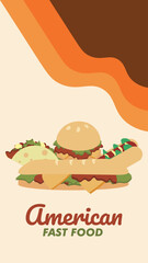 special menu vertical banner design american fast food