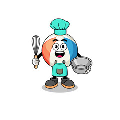 Illustration of beach ball as a bakery chef