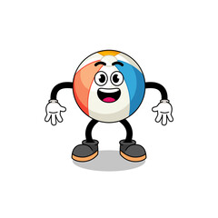 beach ball cartoon with surprised gesture