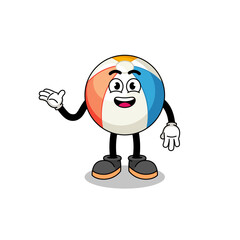 Obraz premium beach ball cartoon with welcome pose