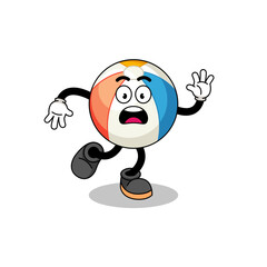 slipping beach ball mascot illustration