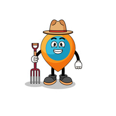 Cartoon mascot of location symbol farmer