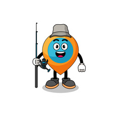 Mascot Illustration of location symbol fisherman