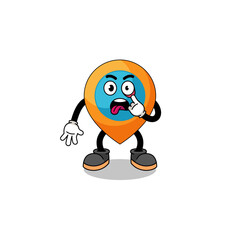 Character Illustration of location symbol with tongue sticking out