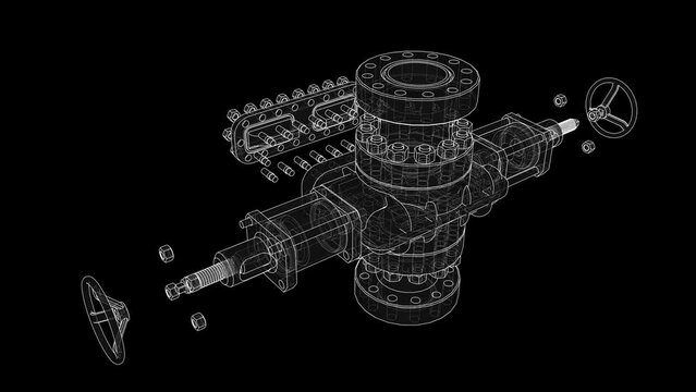 Blowout preventer. Wire frame style