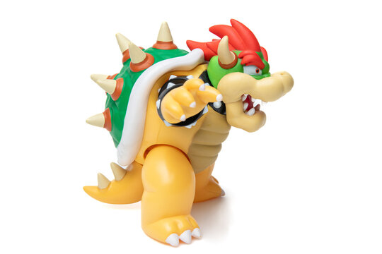 Los Angeles, CA, USA November 29th, 2022 Supermario Bros character BOWSER figurine on white background