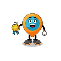 location symbol cartoon illustration with satisfaction guaranteed medal