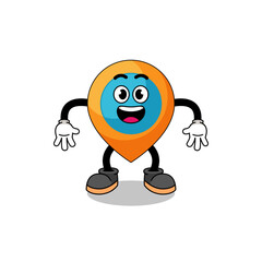 location symbol cartoon with surprised gesture