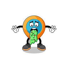 location symbol mascot cartoon vomiting
