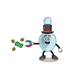 Character Illustration of spoon catching money with a magnet