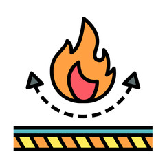 Fireproof textile fabric icon. Element of fabric features lineal color icon vector image.