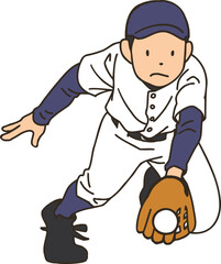 Naklejka premium A baseball player making a catch