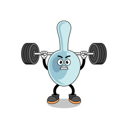 spoon mascot cartoon lifting a barbell