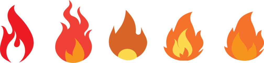 Fire red, flames icon set. Logo design fire. Vector illustration