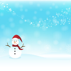 Christmas background, Christmas Card with snowman in the winter