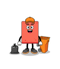 Illustration of brick cartoon as a garbage collector