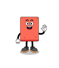 brick cartoon doing wave hand gesture