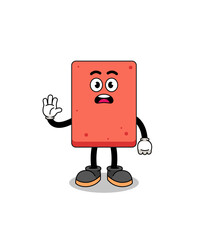 brick cartoon illustration doing stop hand