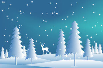 Christmas background in winter landscape