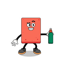 brick illustration cartoon holding mosquito repellent