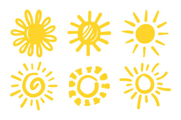 set of doodle sun.Design elements. vector illustration.