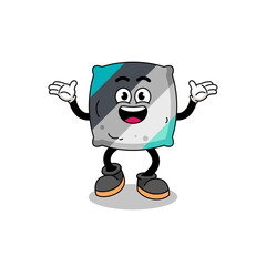 throw pillow cartoon searching with happy gesture