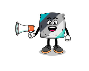 throw pillow cartoon illustration holding megaphone