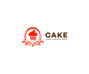 Cupcake Logo Template for Bakery  Elegant Red Design