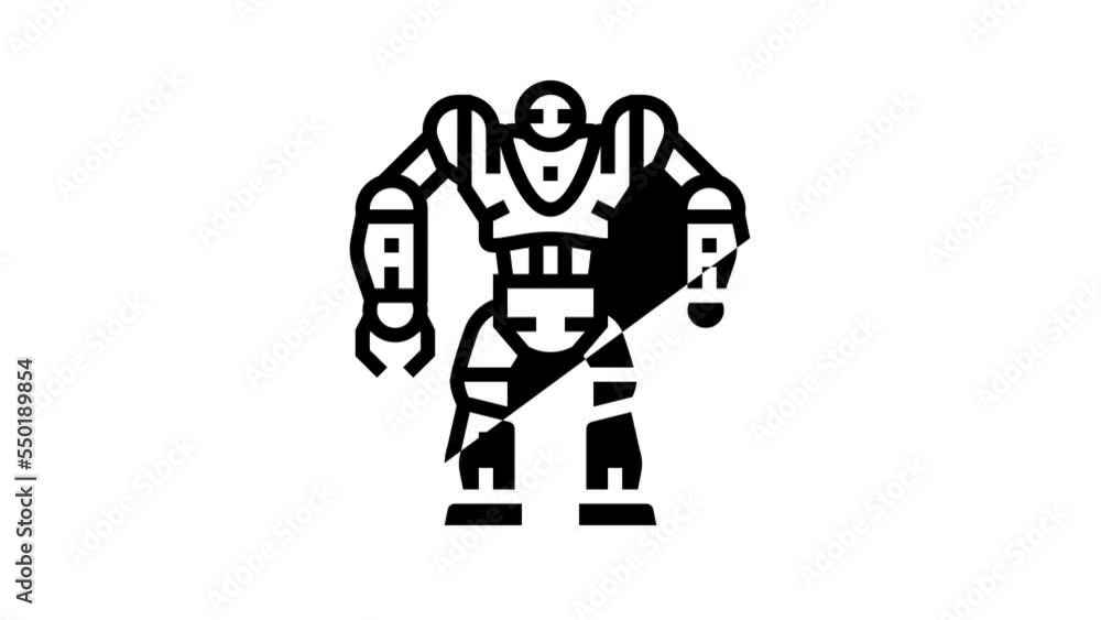 Poster cyborg robot line icon animation