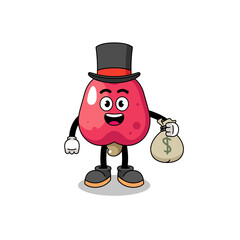 cashew mascot illustration rich man holding a money sack