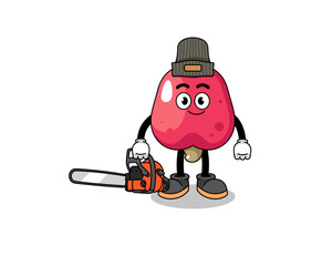 Fototapeta premium cashew illustration cartoon as a lumberjack