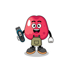 Cartoon Illustration of cashew as a barber man